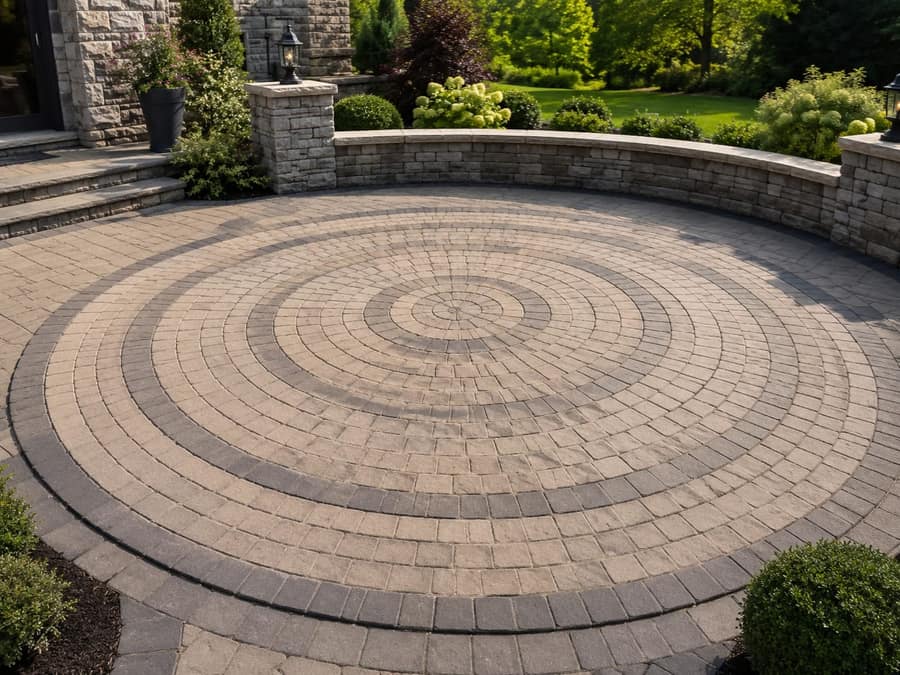 Circular paver design Pittsburgh driveway