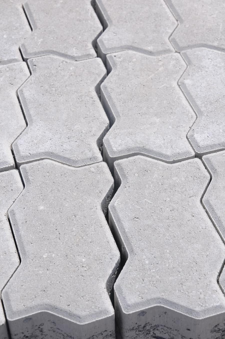 Close-up of interlocking concrete driveway pavers