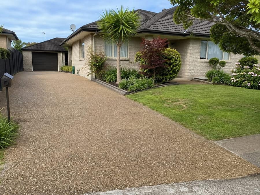 Sandy brown exposed aggregate driveway Pittsburgh